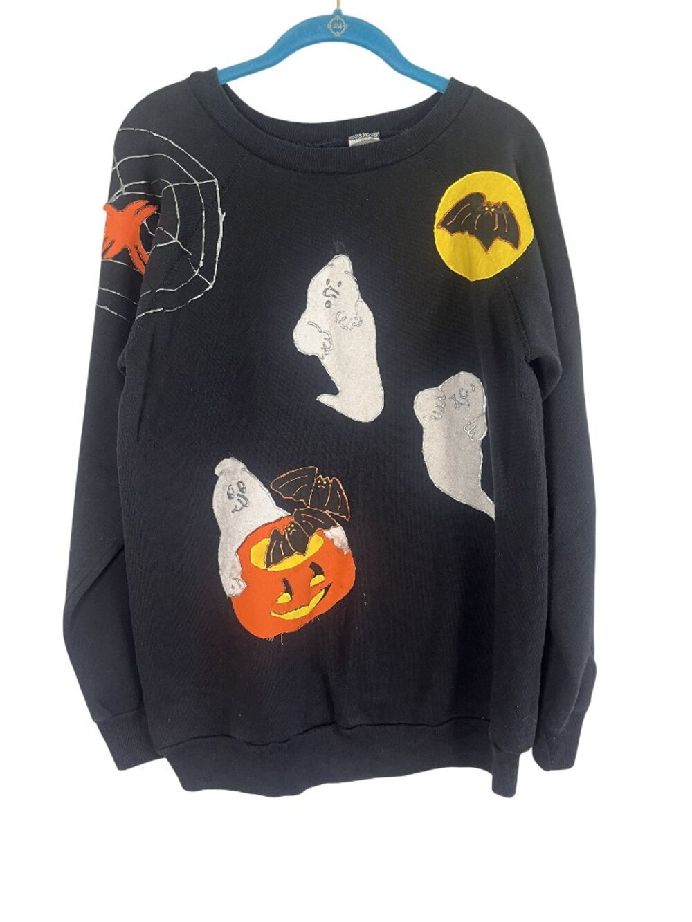 Handmade Halloween Spooky Sweatshirt Black L Retro Witchy‎ Goth Holiday Festive